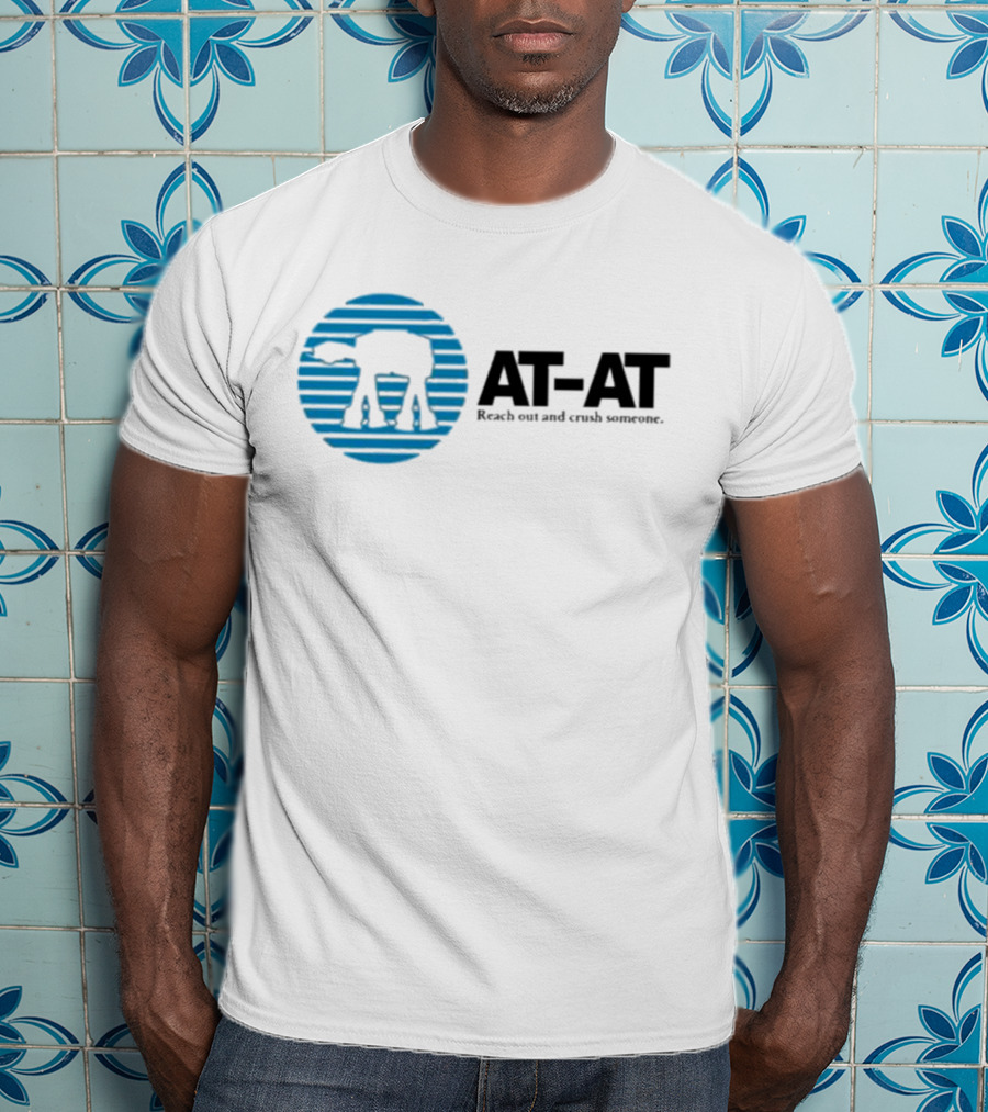 AT-AT Reach Out And Crush Someone Retro Circle Motif T-Shirt