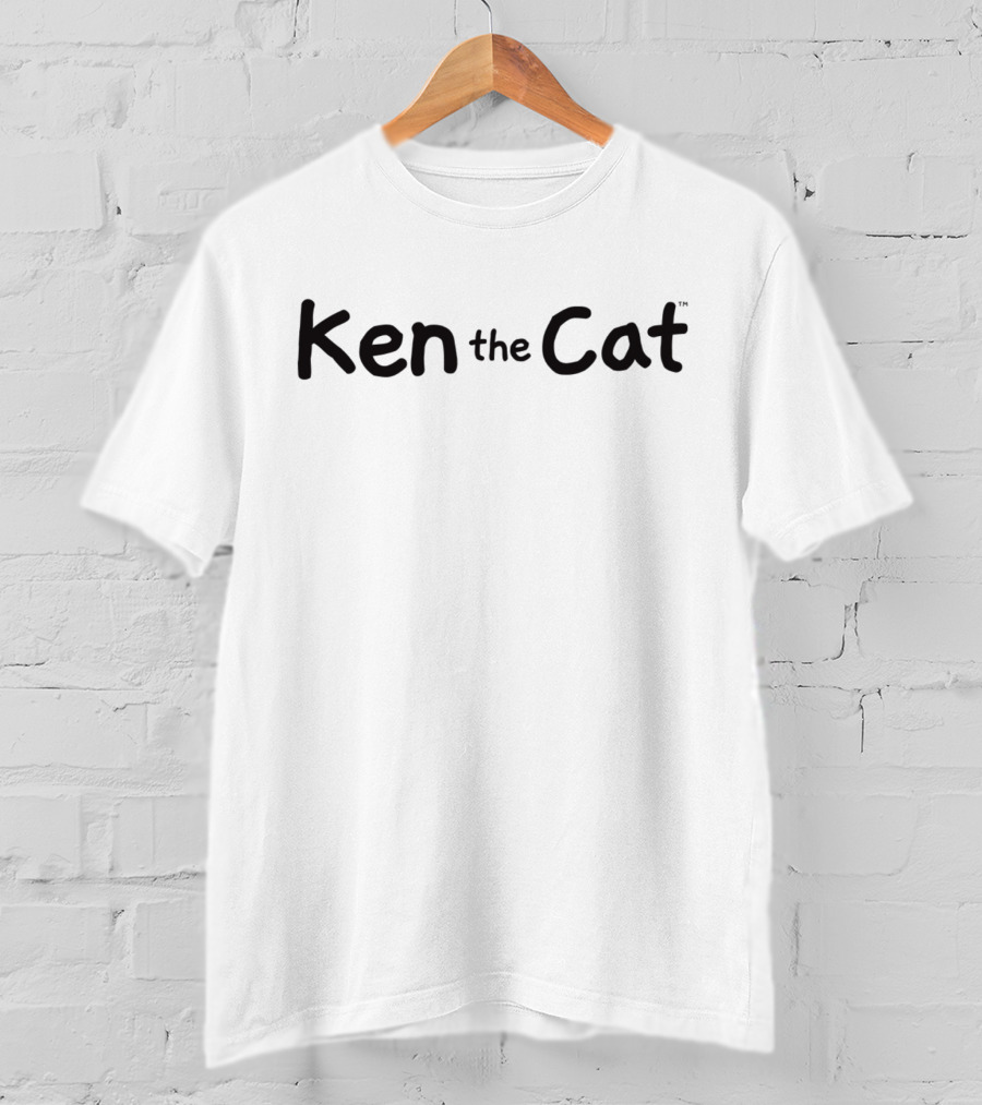 Ken The Cat Flat On Back Black Caption T-Shirt