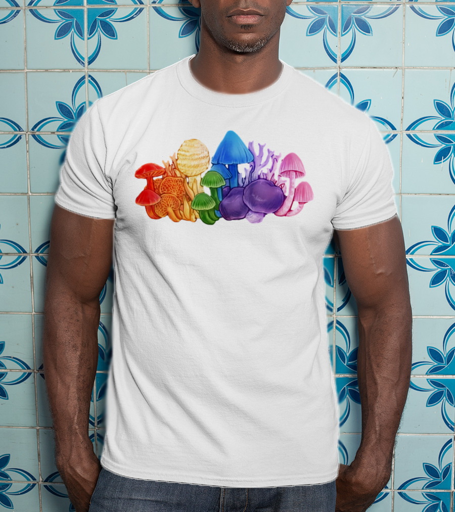 NZ Rainbow Fungi Colorful Mushroom Collection T-Shirt