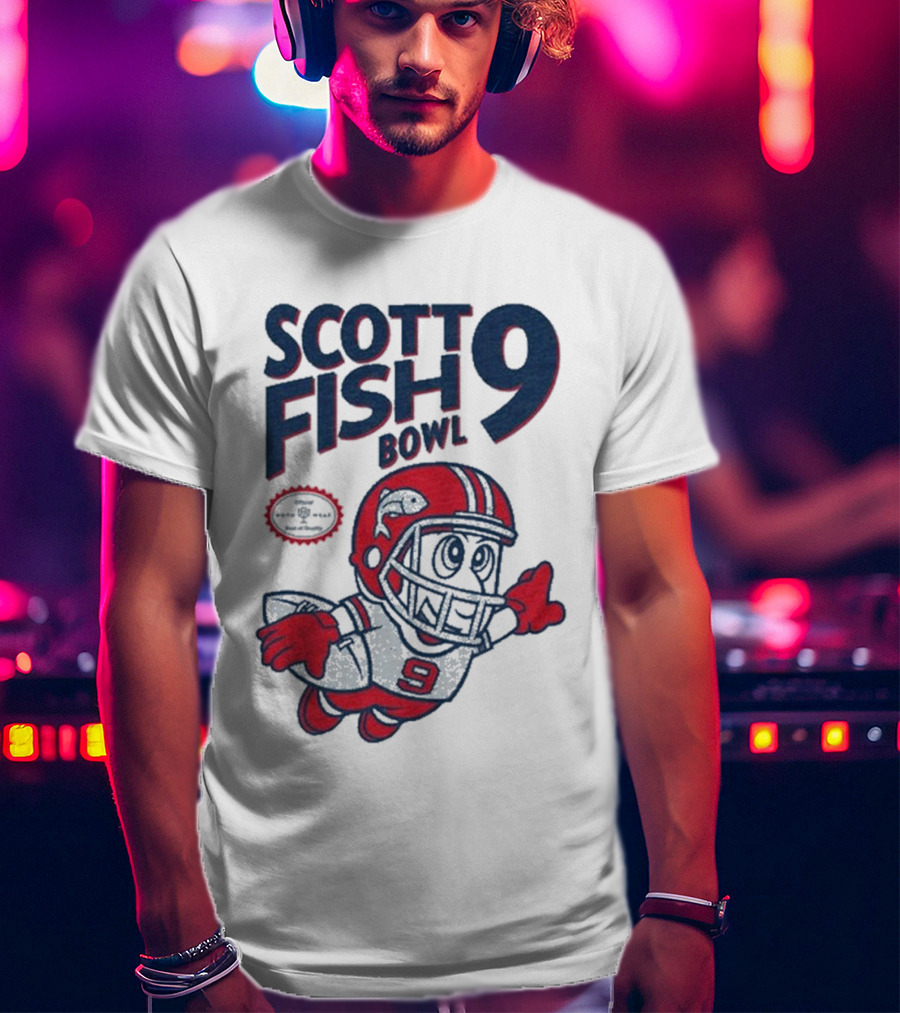 Scott Fish Bowl 9 Football Player Mascot T-Shirt