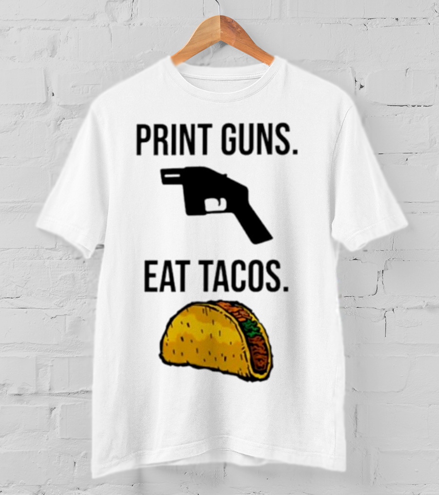 Print Guns Pistol Icon Eat Tacos Mexican Food T-Shirt