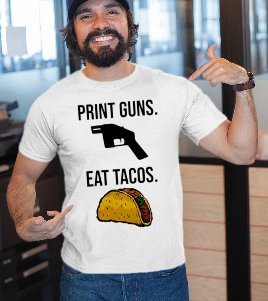 Print Guns Pistol Icon Eat Tacos Mexican Food T-Shirt