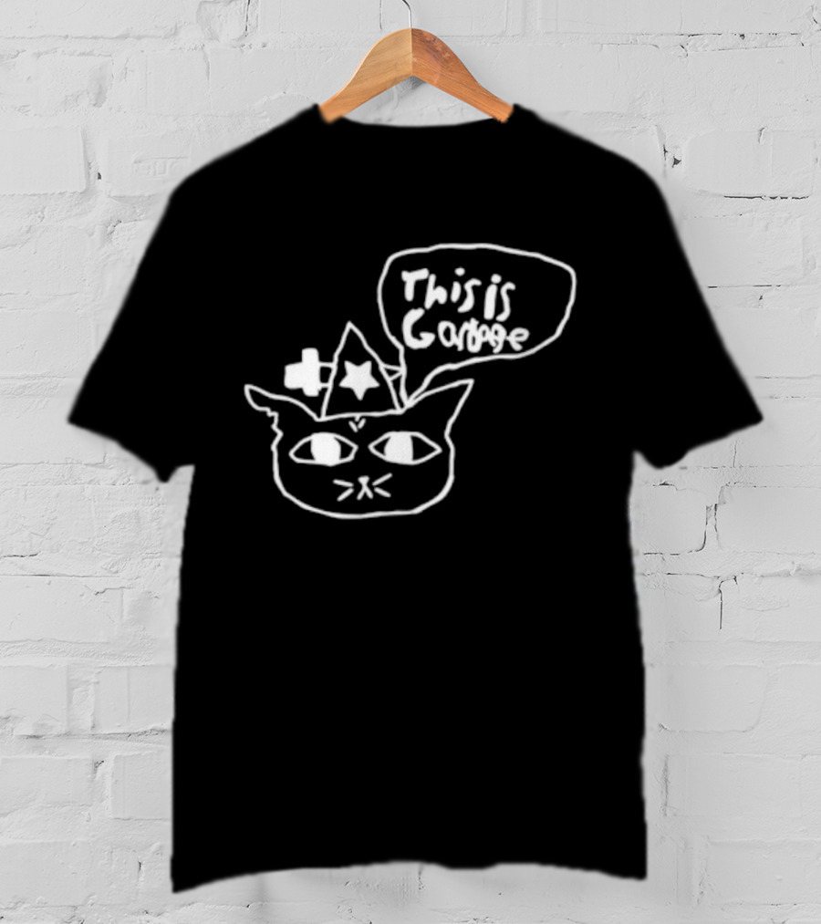 This Is Garbage Cat Wizard Hat Stars Speech Bubble Drawing T-Shirt