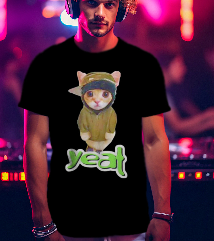 Yeat Cat Funny Hoodie And Cap Cat Image T-Shirt