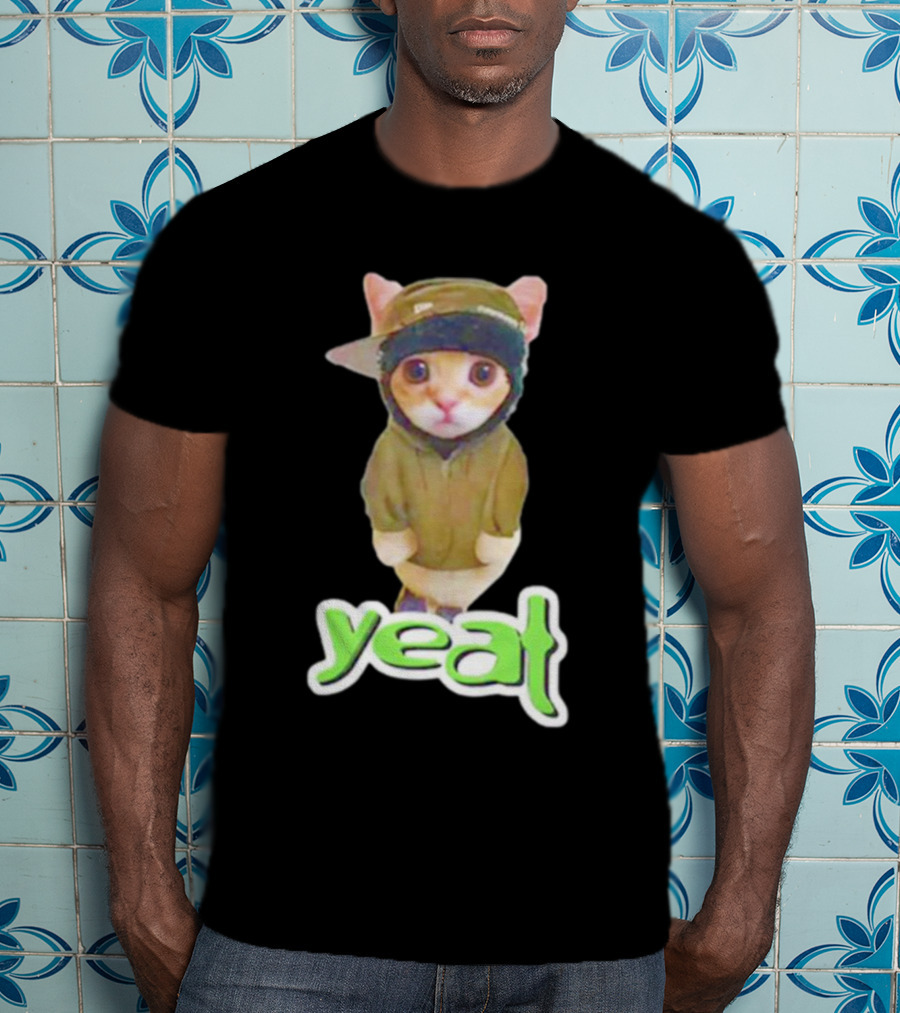 Yeat Cat Funny Hoodie And Cap Cat Image T-Shirt