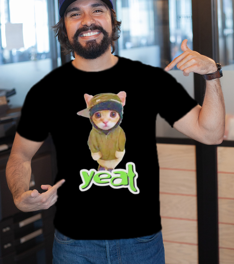 Yeat Cat Funny Hoodie And Cap Cat Image T-Shirt