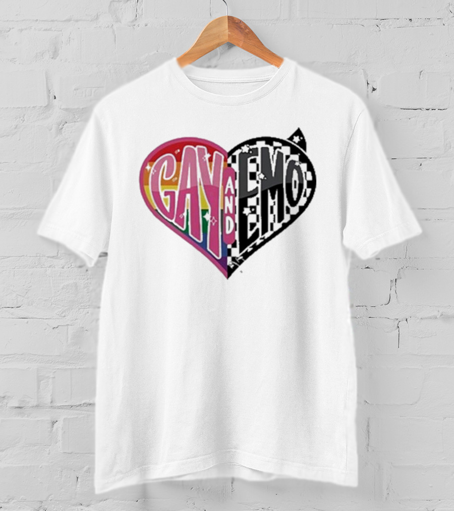 Gay And Emo Rainbow Heart T-Shirt