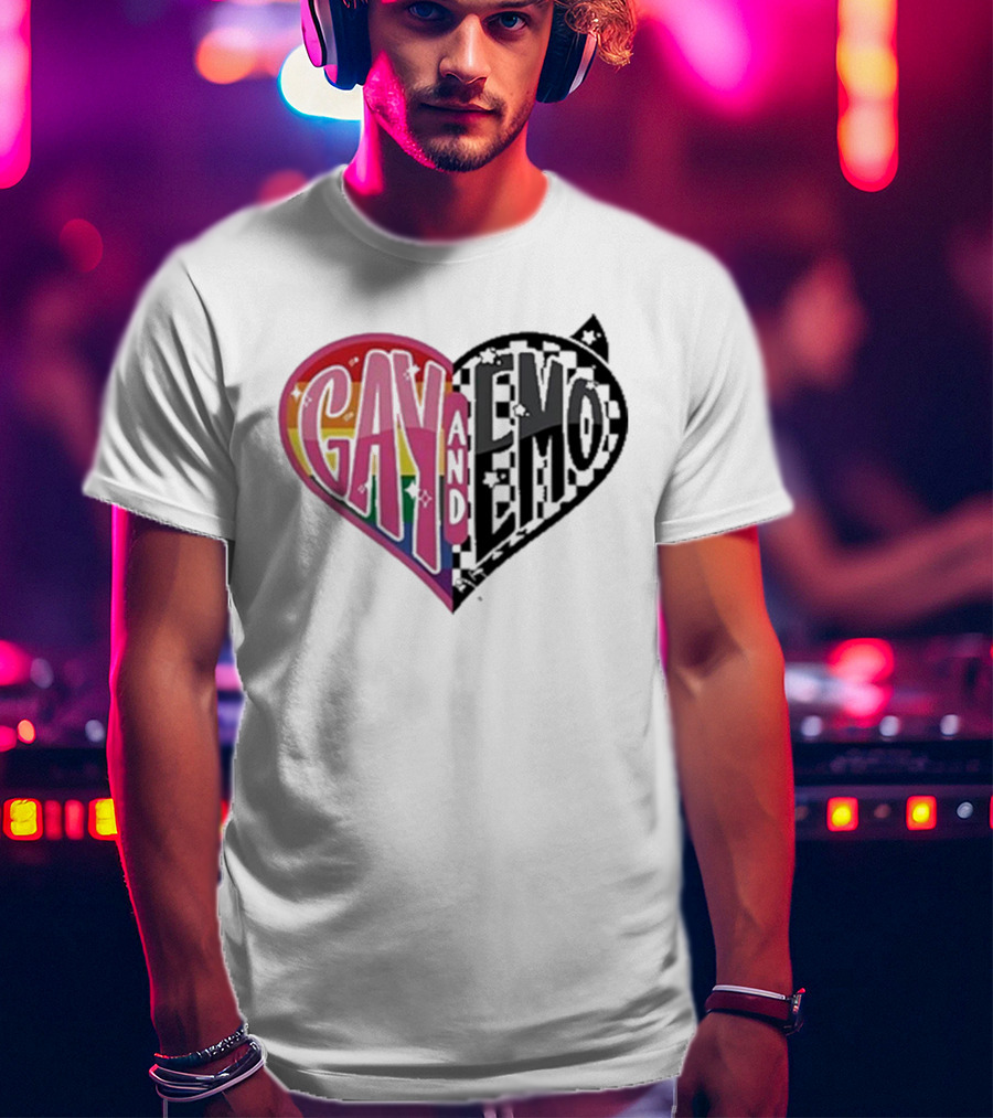Gay And Emo Rainbow Heart T-Shirt