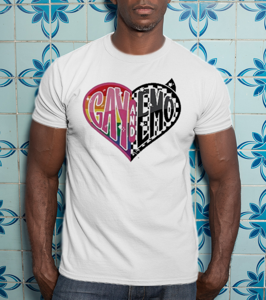 Gay And Emo Rainbow Heart T-Shirt