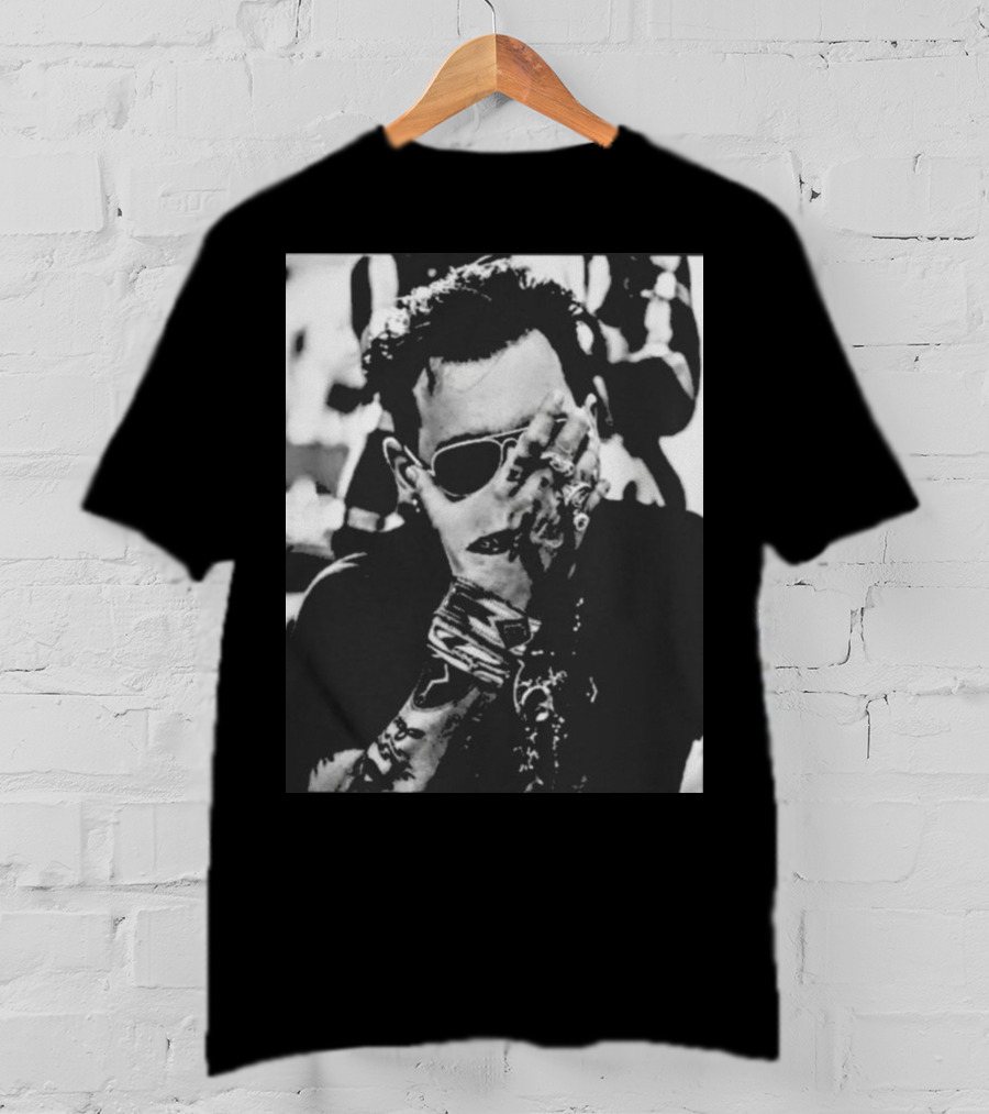 Johnny Depp Black And White Tattoo Style Photo T-Shirt