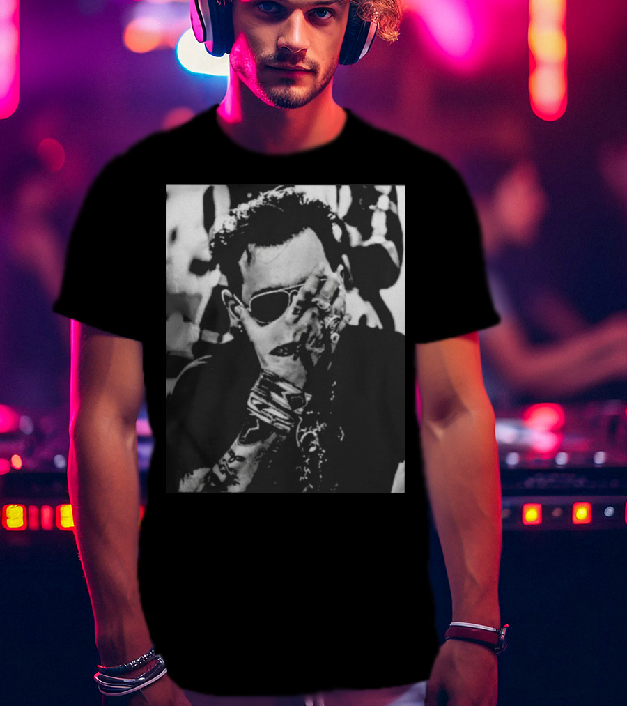 Johnny Depp Black And White Tattoo Style Photo T-Shirt