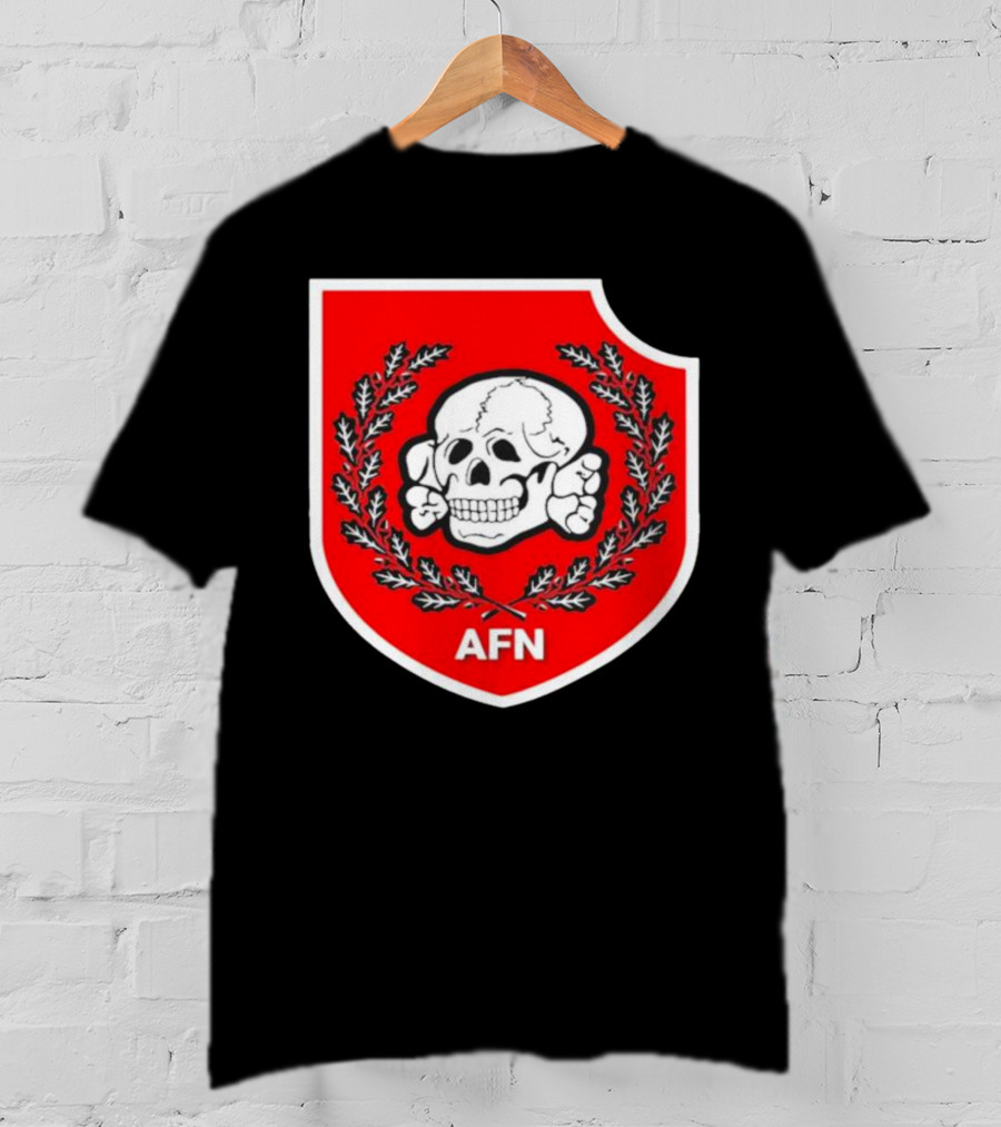 Amuse AFN Aryan Freedom Network Skull Emblem Badge T-Shirt