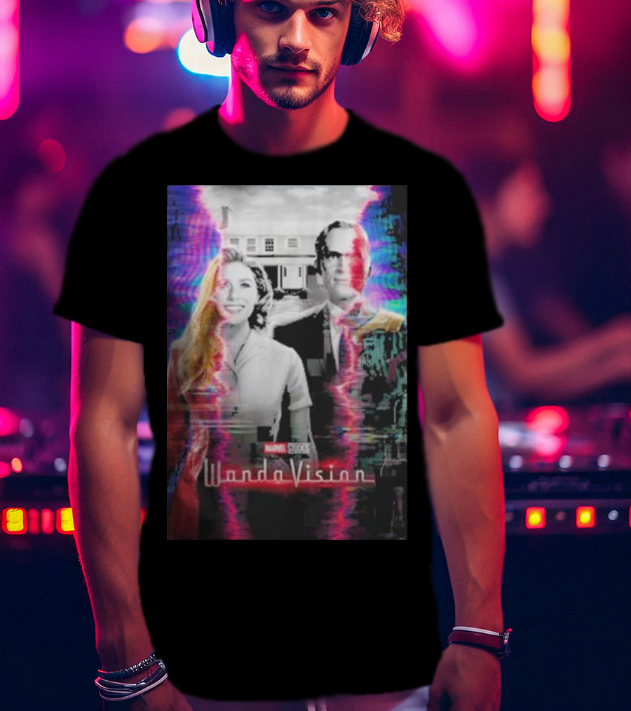 Marvel Studios WandaVision Colorful Glitch Effect Retro TV T-Shirt