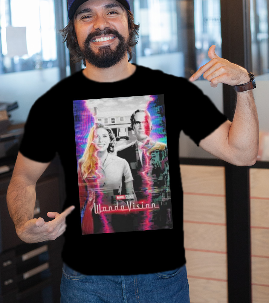 Marvel Studios WandaVision Colorful Glitch Effect Retro TV T-Shirt