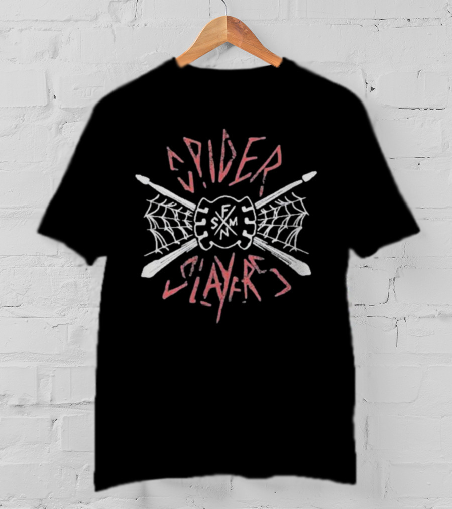 Spider Slayers SFMA Charcoal Drumsticks Web Crossed T-Shirt