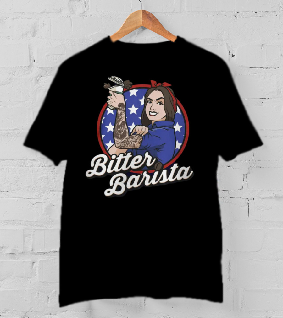 Bitter Barista Tattoed Rosie Holding Coffee T-Shirt