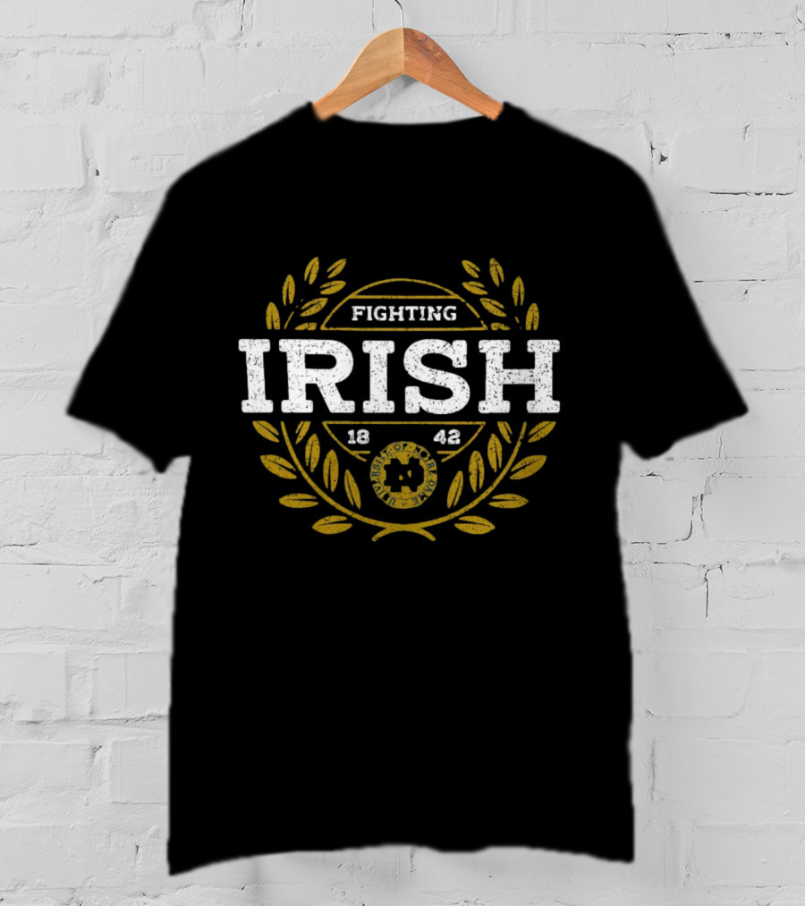 Fighting Irish University Of Notre Dame Established 1842 Laurel Emblem T-Shirt