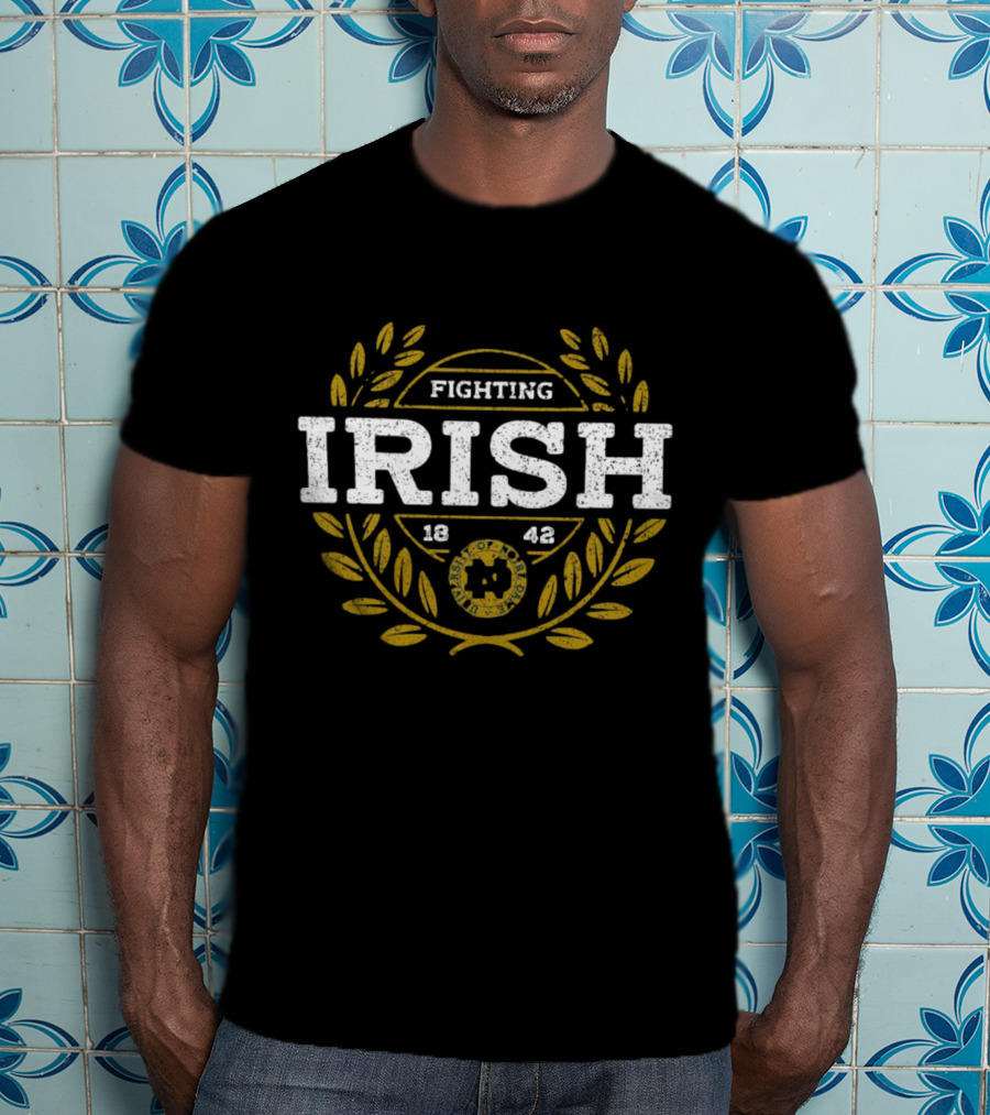 Fighting Irish University Of Notre Dame Established 1842 Laurel Emblem T-Shirt