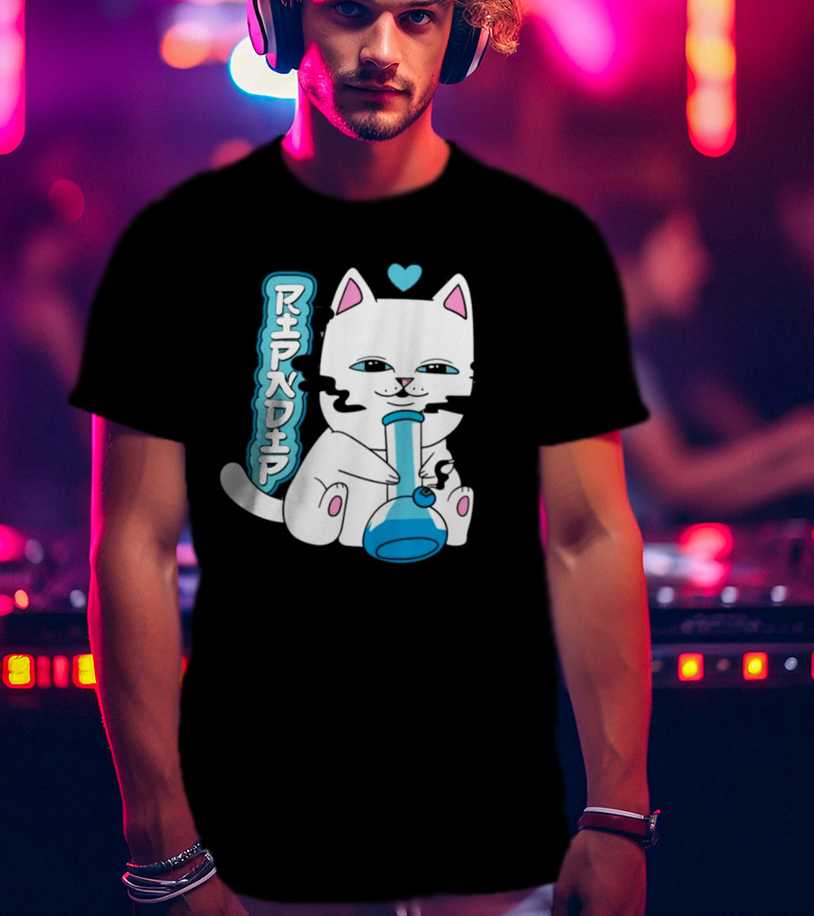 Ripndip Clothing Cat With Bong And Heart Motif T-Shirt