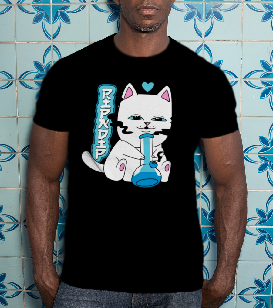 Ripndip Clothing Cat With Bong And Heart Motif T-Shirt