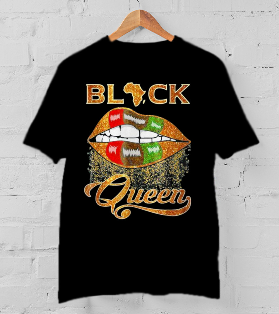 Black Queen Lips Red Green African Flag Africa T-Shirt