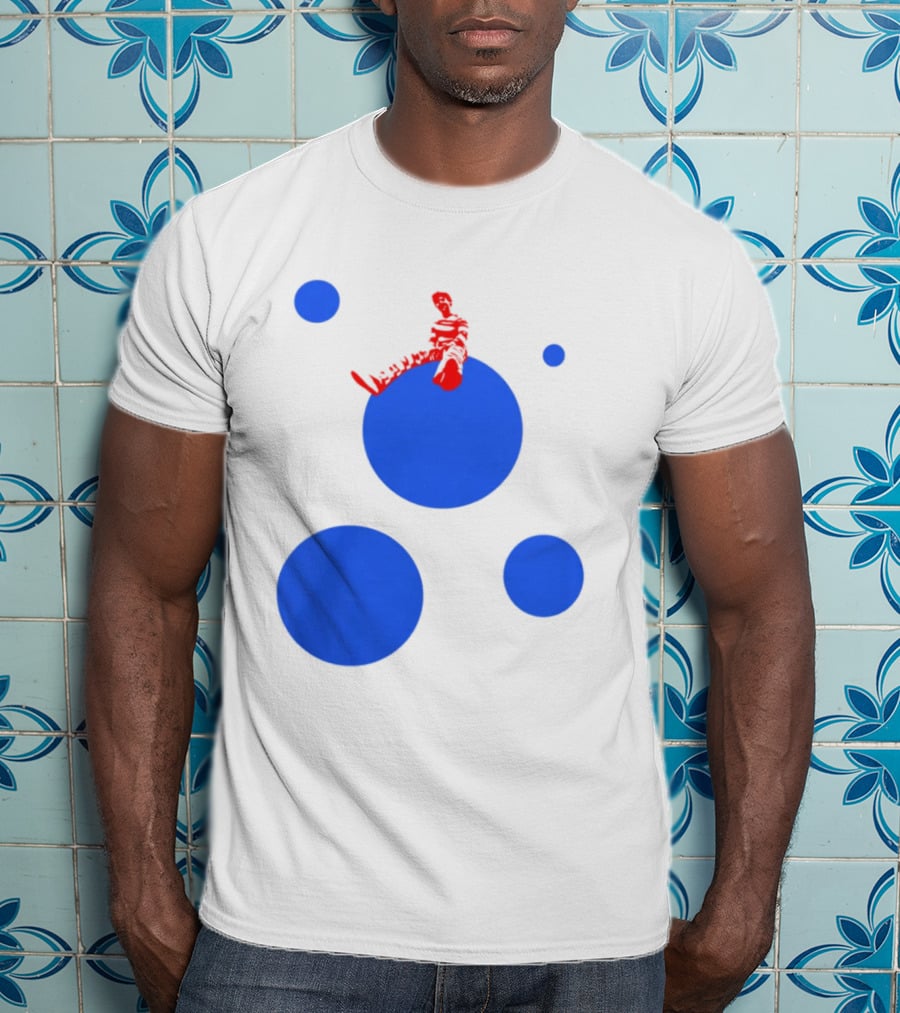 Harry's Styles Merch Red Figure Blue Polka Dot T-Shirt