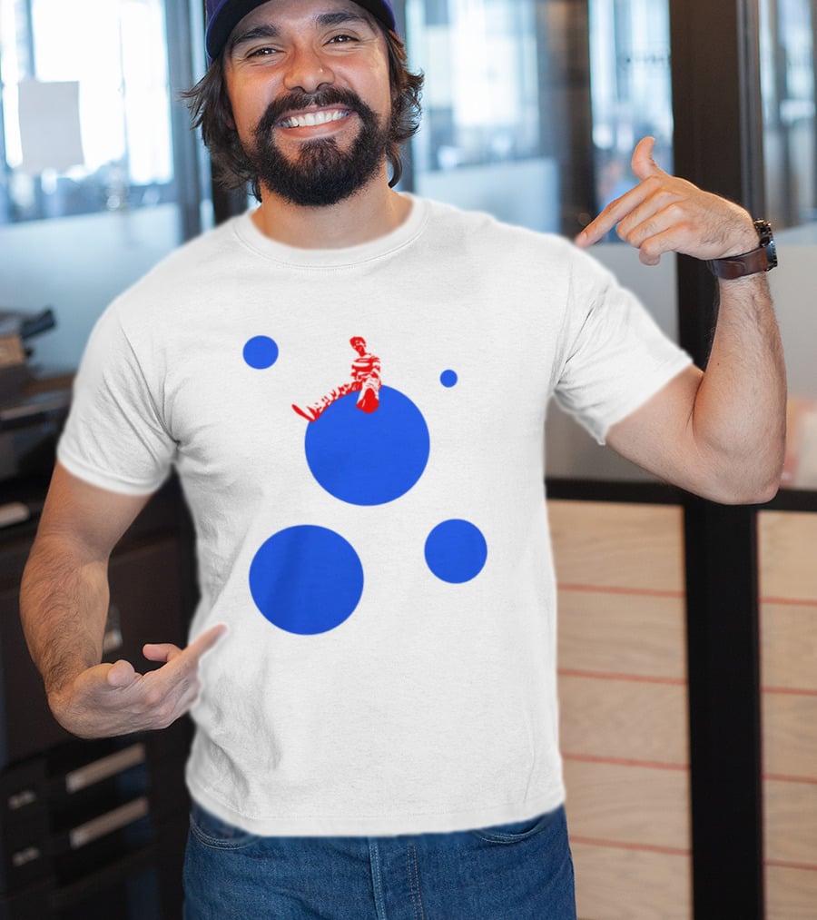 Harry's Styles Merch Red Figure Blue Polka Dot T-Shirt