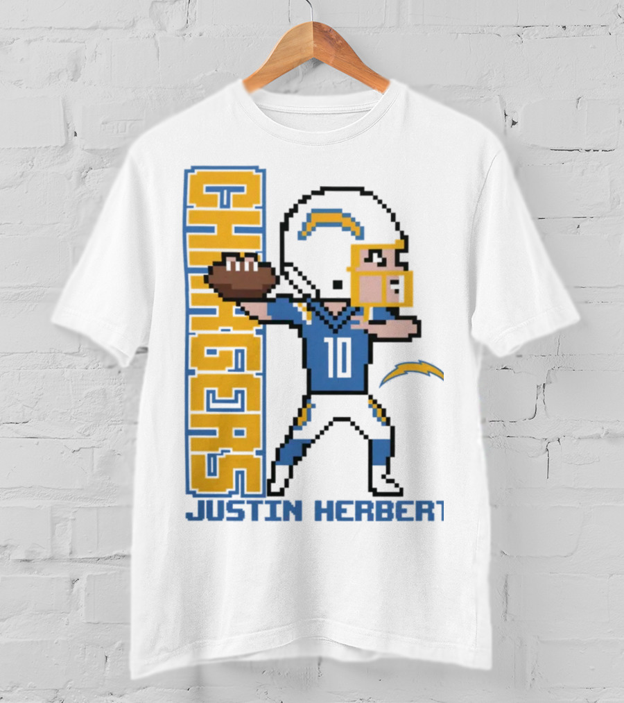 Justin Herbert Los Angeles Chargers Pixel Player 10 T-Shirt