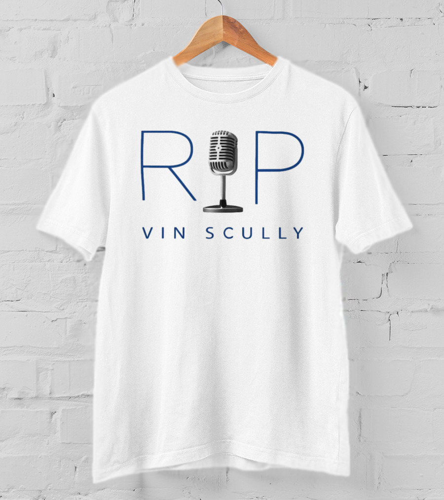 Los Angeles Dodgers Vin Scully Microphone Tribute Rip Iconic Broadcaster Memorial T-Shirt