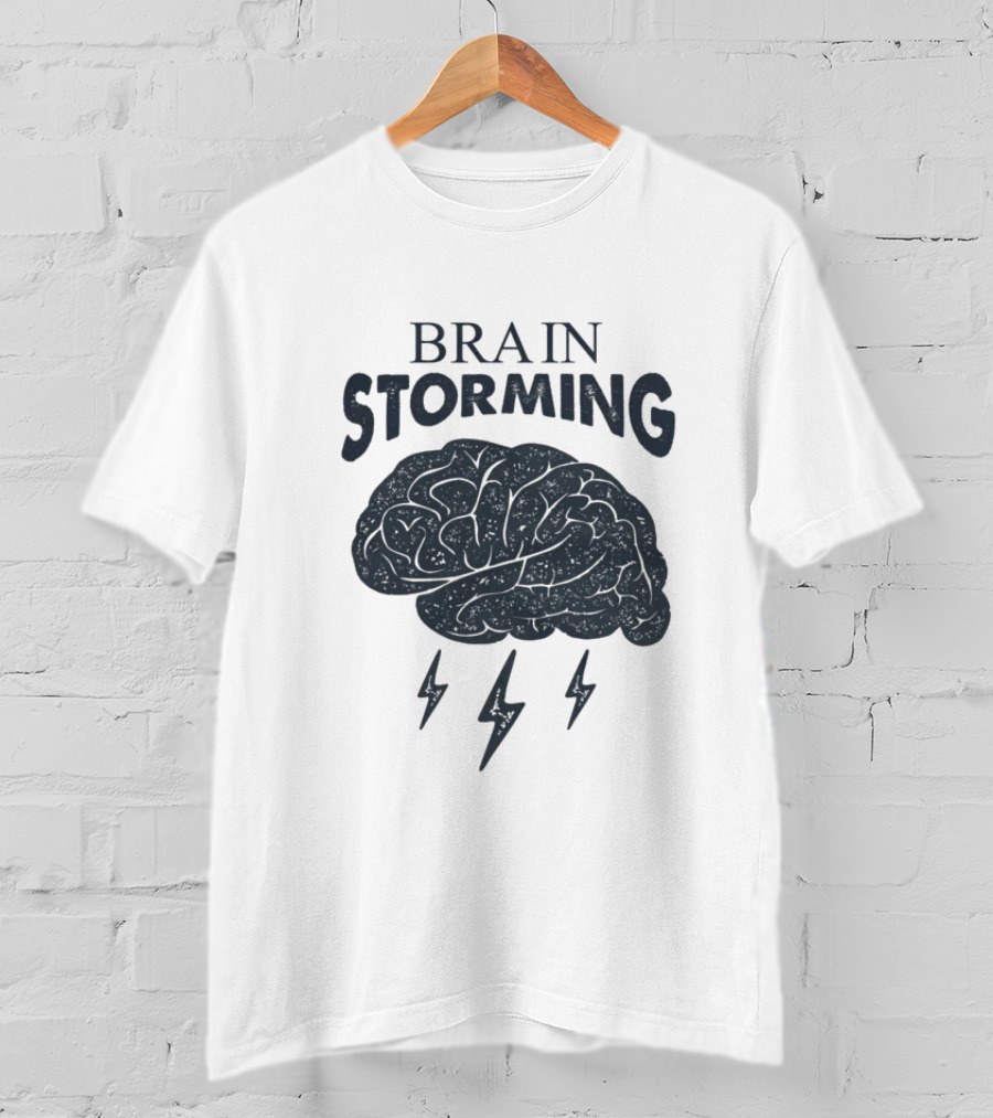 BRAIN STORMING Brain With Lightning Bolts T-Shirt