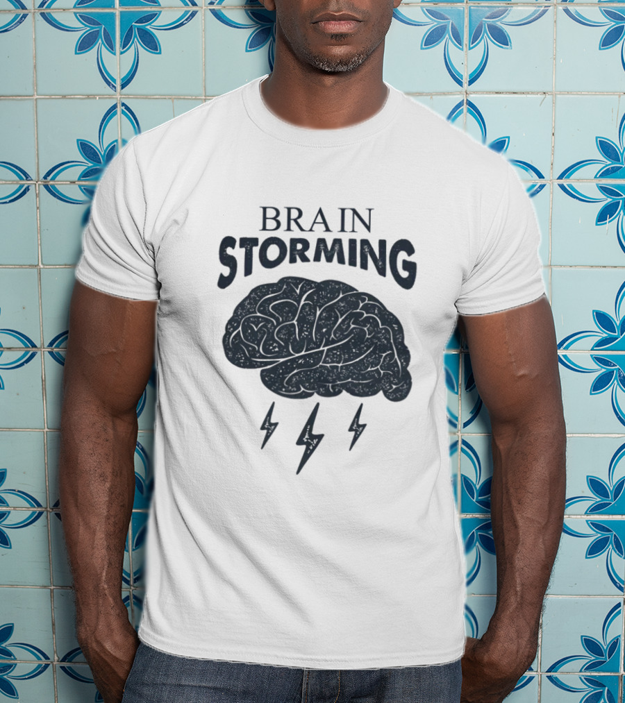 BRAIN STORMING Brain With Lightning Bolts T-Shirt