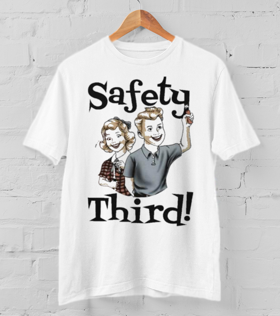 Safety Third Kid Retro Style Humor T-Shirt