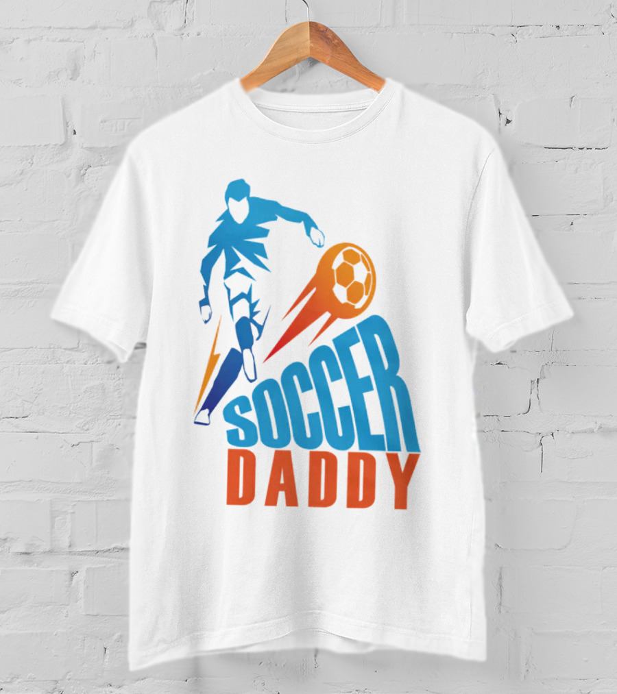Soccer Daddy Blue Orange Football T-Shirt