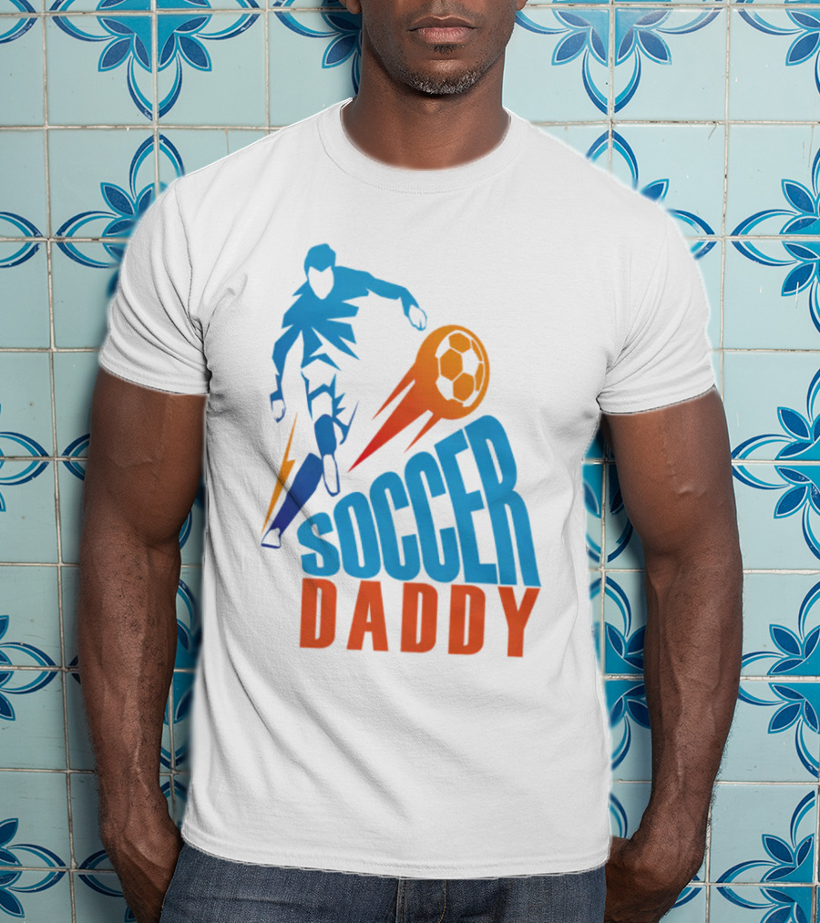 Soccer Daddy Blue Orange Football T-Shirt