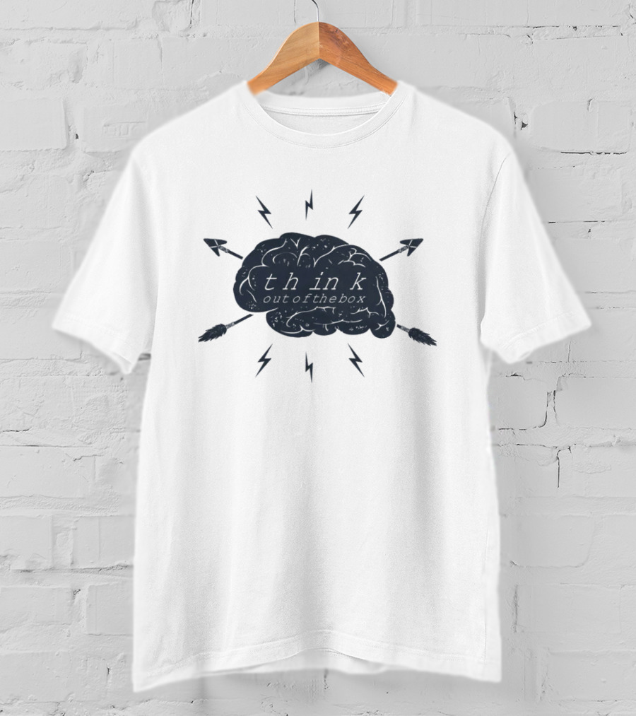 Think Out Of The Box Brain With Arrows And Lightning Bolts T-Shirt