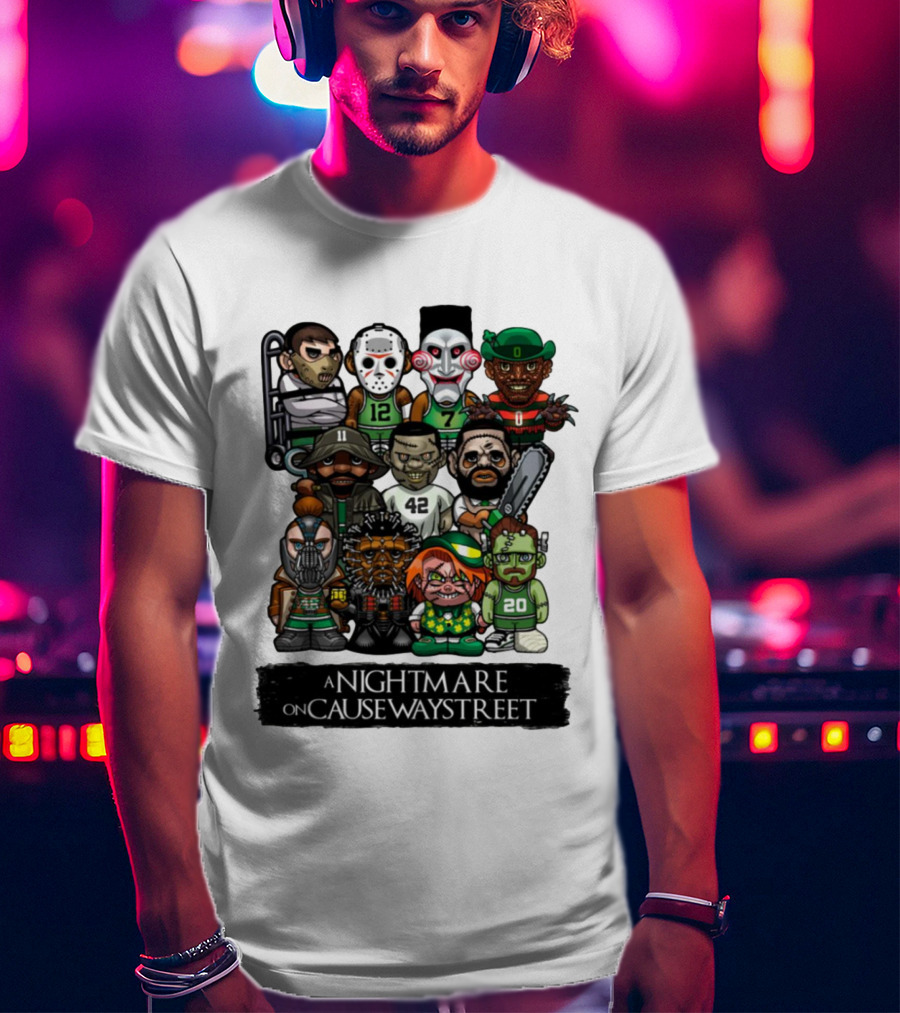 A Nightmare On Causeway Street With Horror Characters And Sports Themes T-Shirt