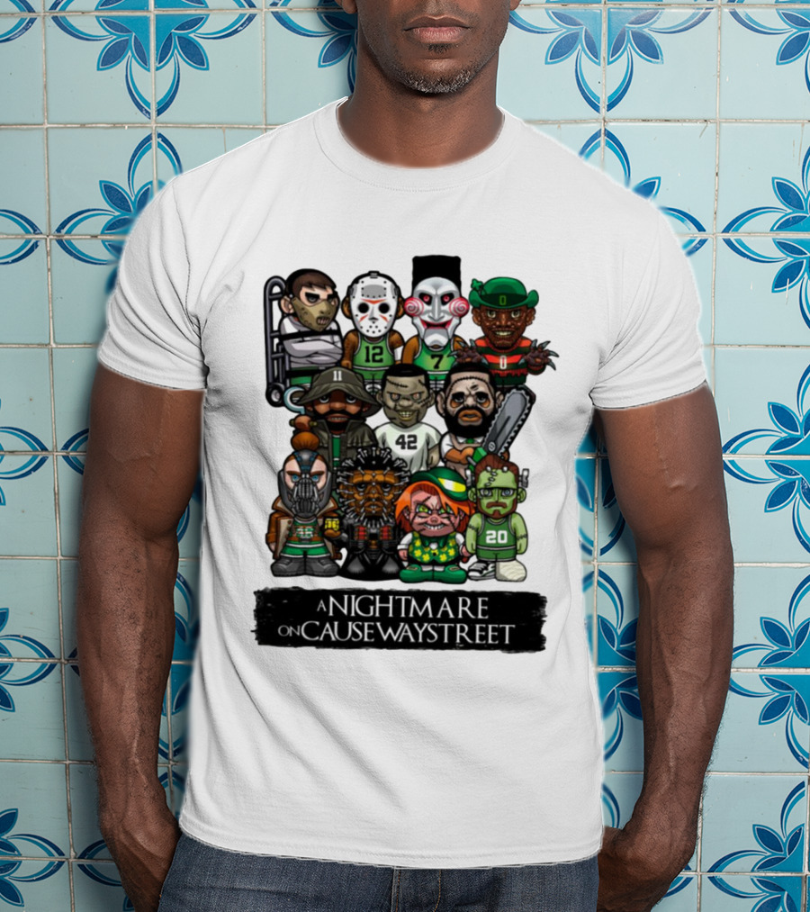 A Nightmare On Causeway Street With Horror Characters And Sports Themes T-Shirt
