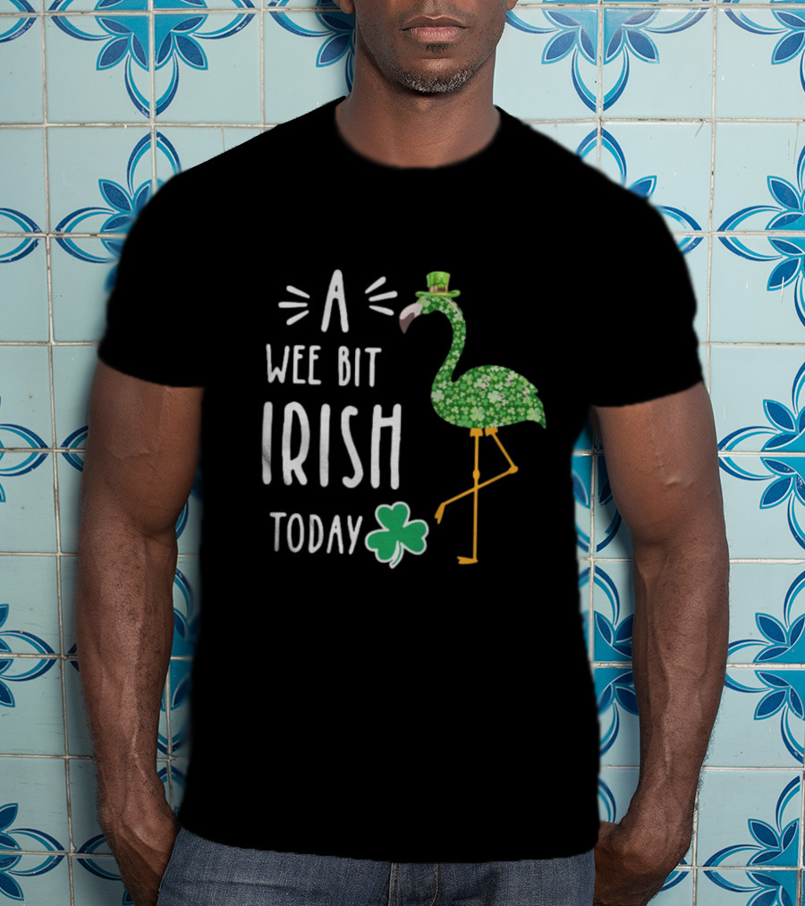 A Wee Bit Irish Today Flamingo Shamrock St Patrick’s Day T-Shirt