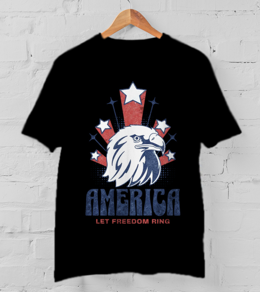 America Let Freedom Ring Bald Eagle Stars T-Shirt