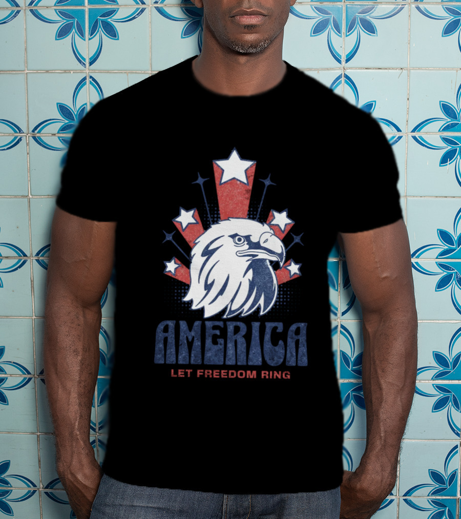 America Let Freedom Ring Bald Eagle Stars T-Shirt