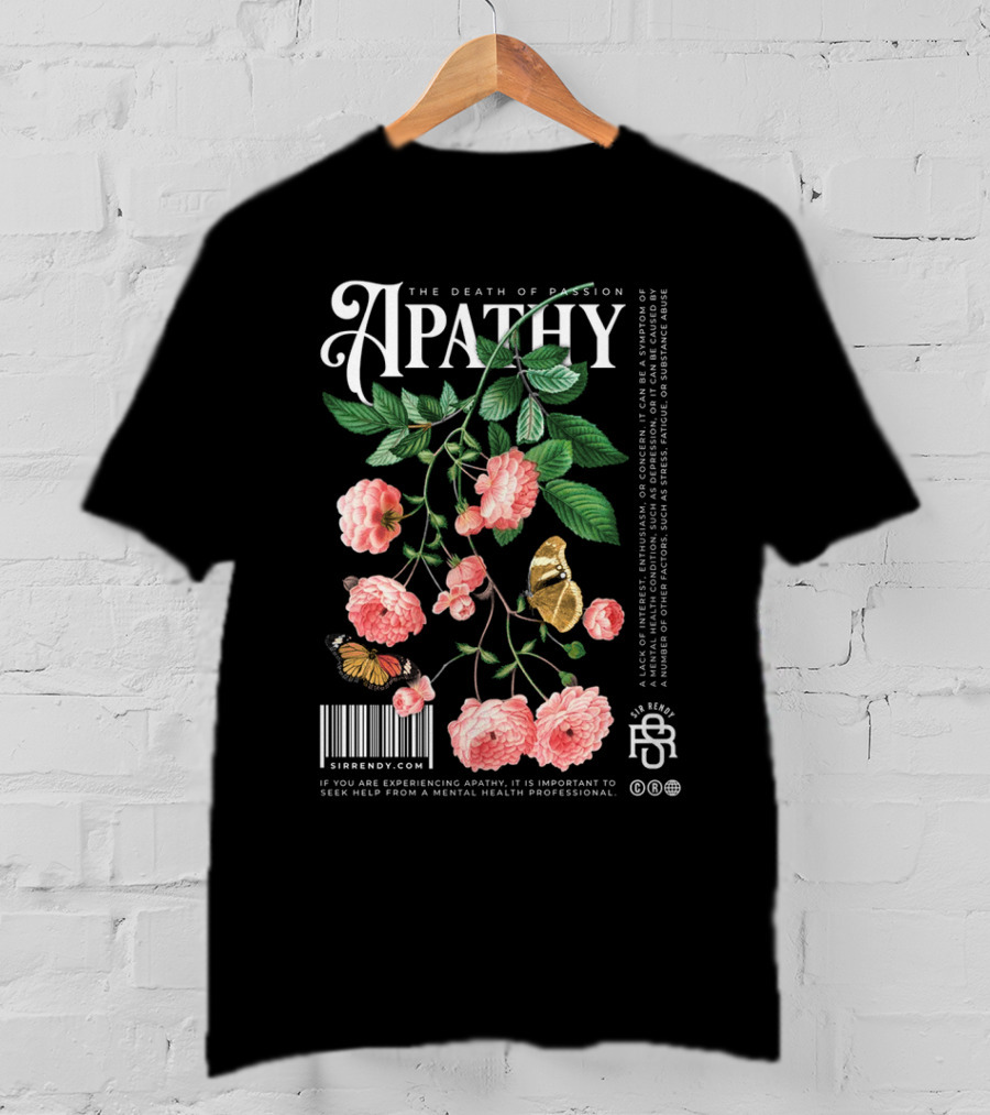 Apathy The Death Of Passion Vintage Floral And Butterfly T-Shirt