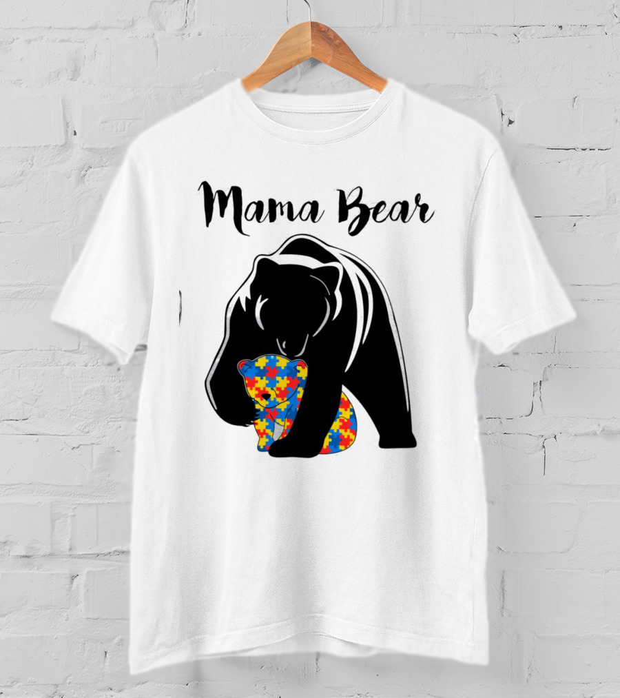 Mama Bear Autism Puzzle Piece Hug T-Shirt