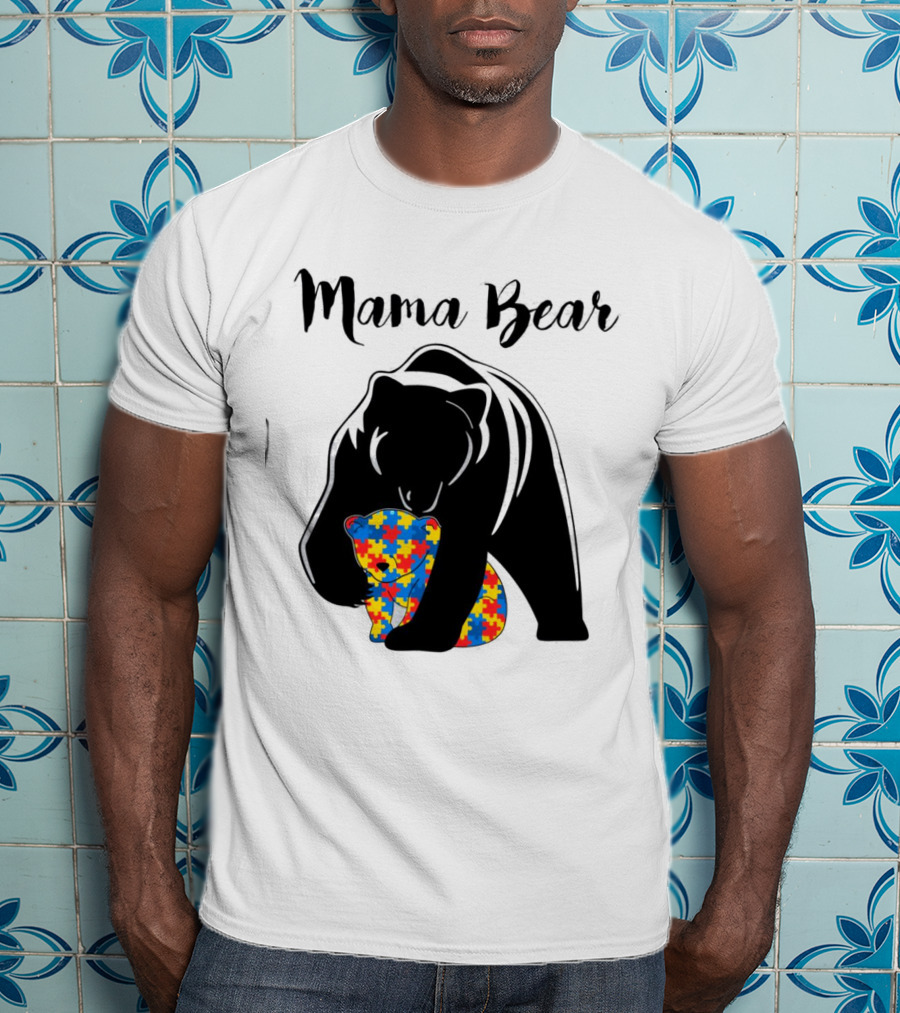 Mama Bear Autism Puzzle Piece Hug T-Shirt