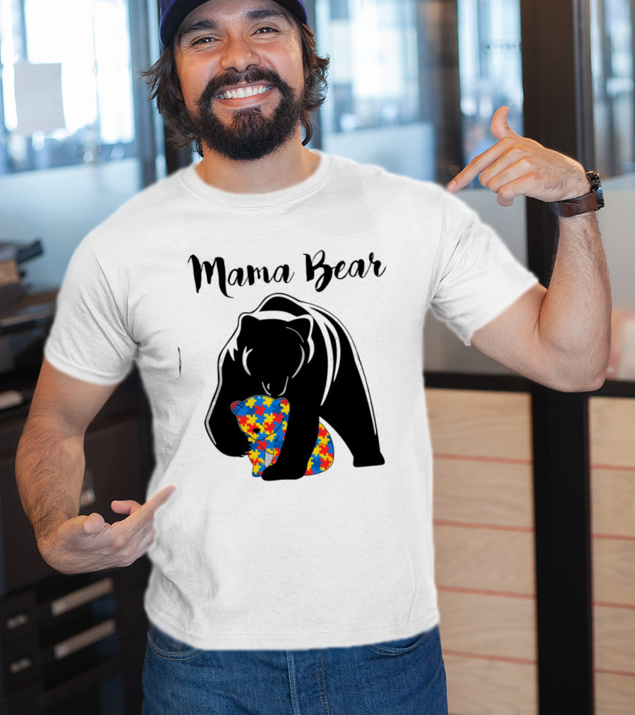 Mama Bear Autism Puzzle Piece Hug T-Shirt