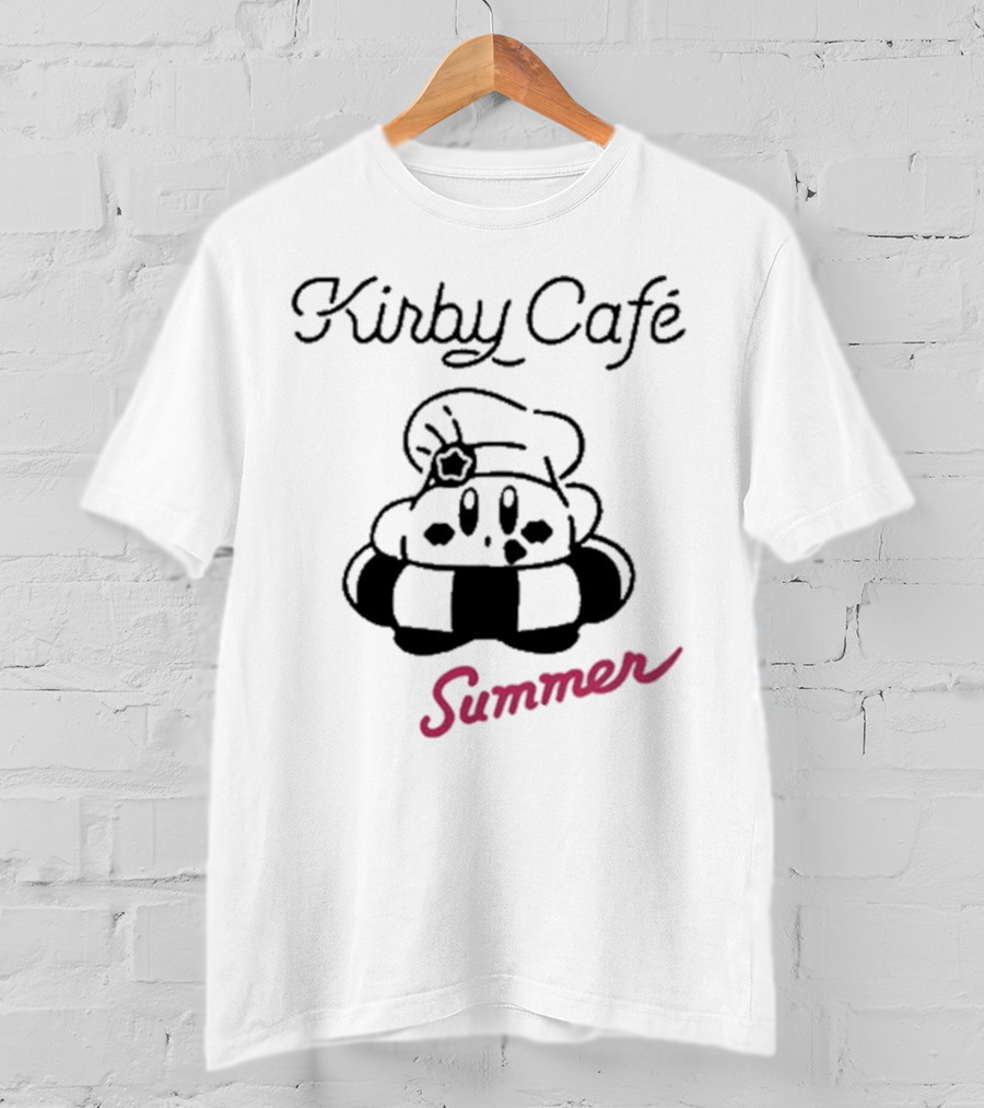Kirby Café Summer Kirby Wearing Chef Hat With Inner Tube T-Shirt