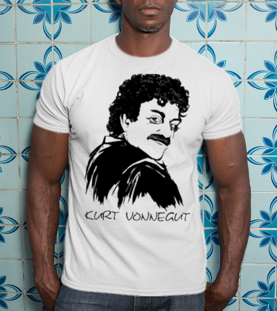 Kurt Vonnegut Black And White Stylized T-Shirt