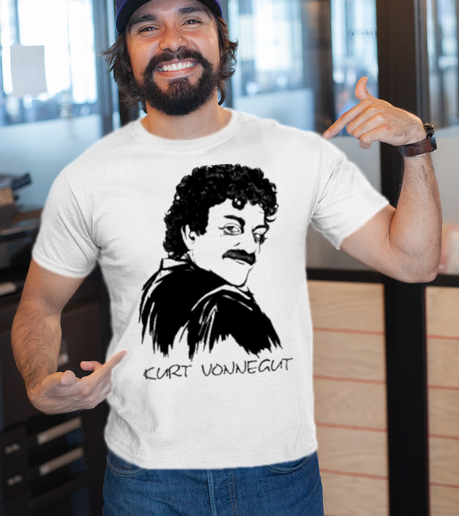 Kurt Vonnegut Black And White Stylized T-Shirt