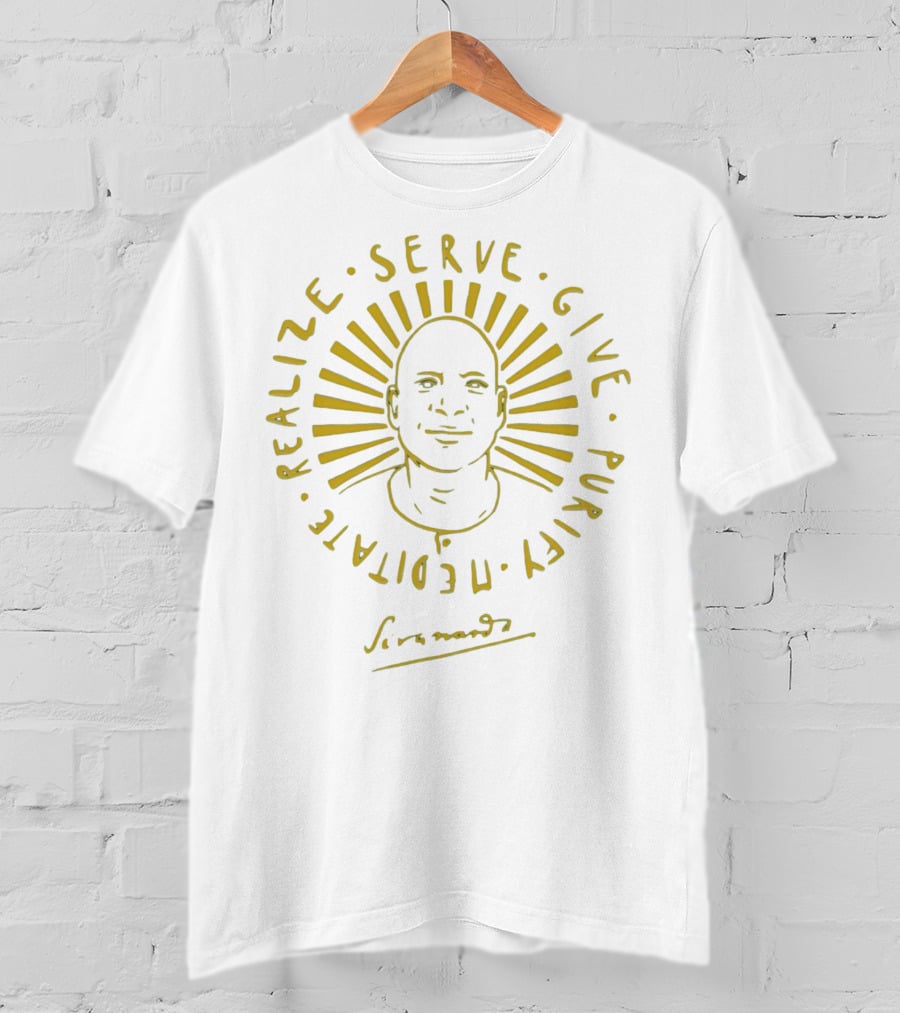 Swami Sivananda Serve Give Purify Meditate Realize Sunburst T-Shirt