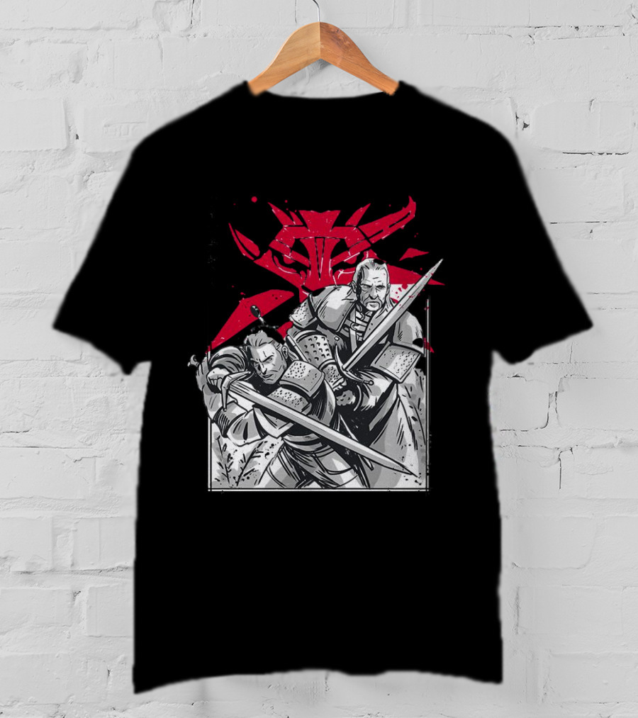 Wild Hunt Sensei Kanji Swordsmen Red T-Shirt