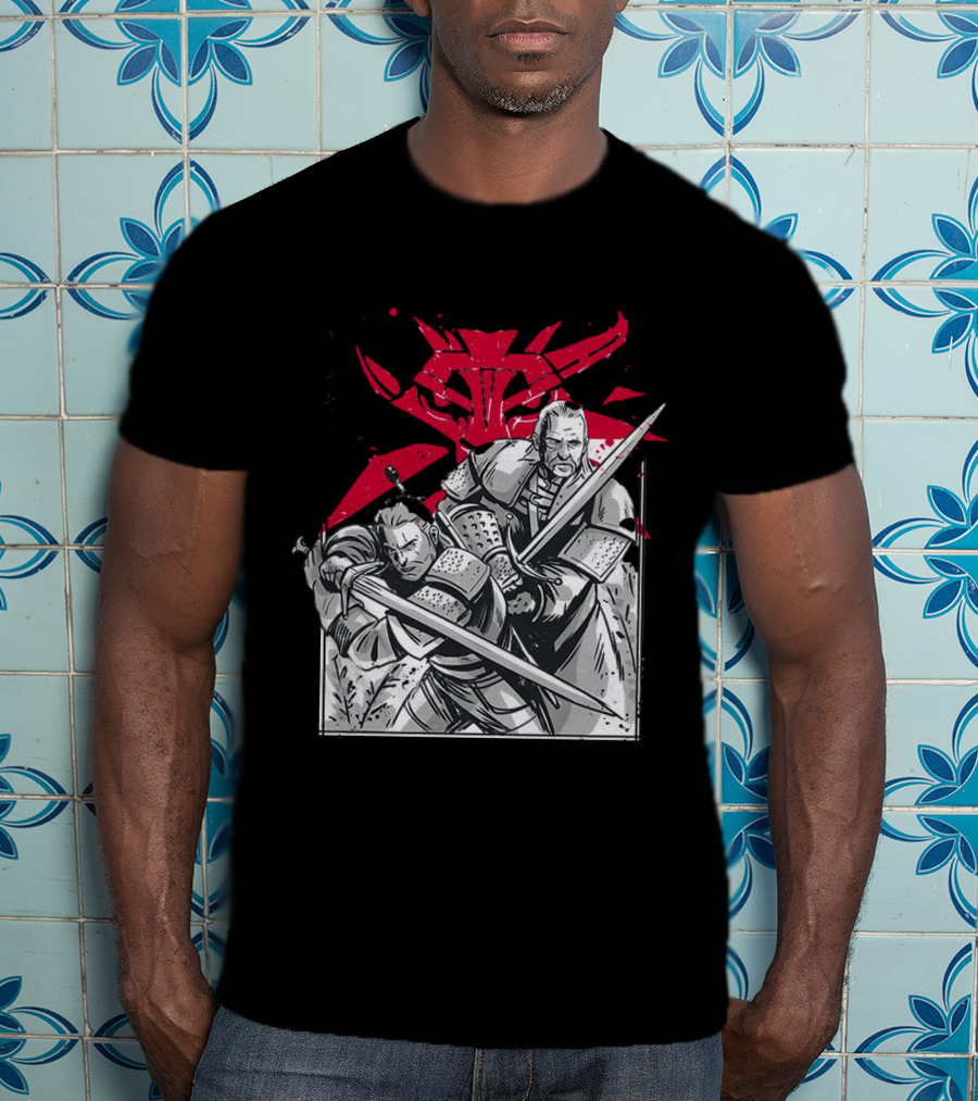Wild Hunt Sensei Kanji Swordsmen Red T-Shirt
